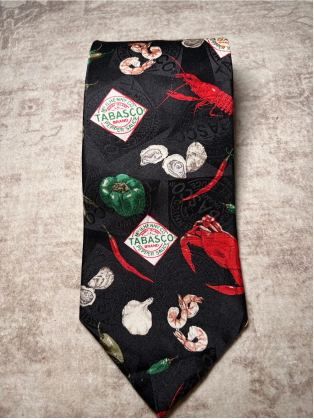 Tabasco Tie with Lobsters Shrimp and Peppers
